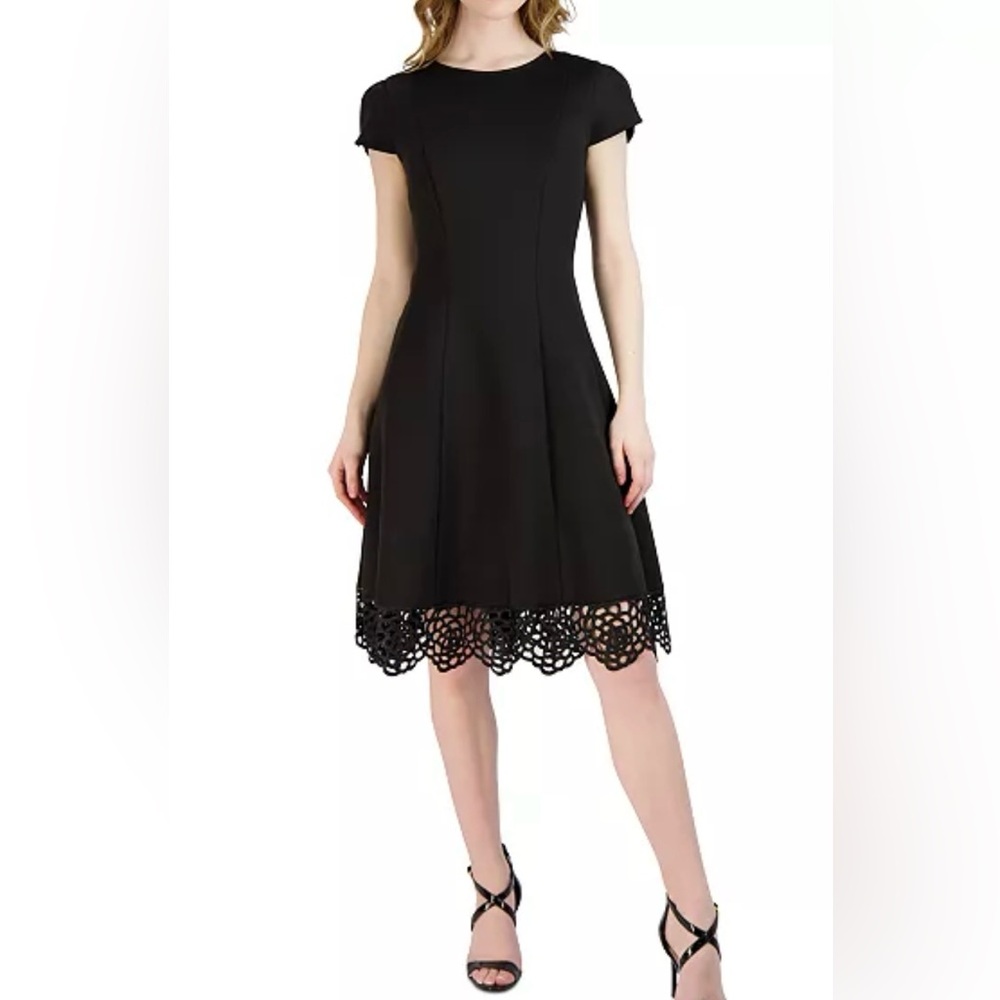 DONNA RICCO New York round-neck fit and flare dress size 8